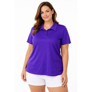 Alo Yoga Womens Performance Golf Polo Shirt Size L Purple Short Sleeve Athletic